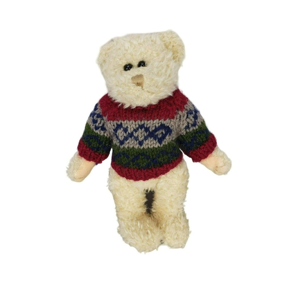 Chrisha‎ Playful Plush Tan Bear with Colorful Sweater Stuffed Teddy Bear